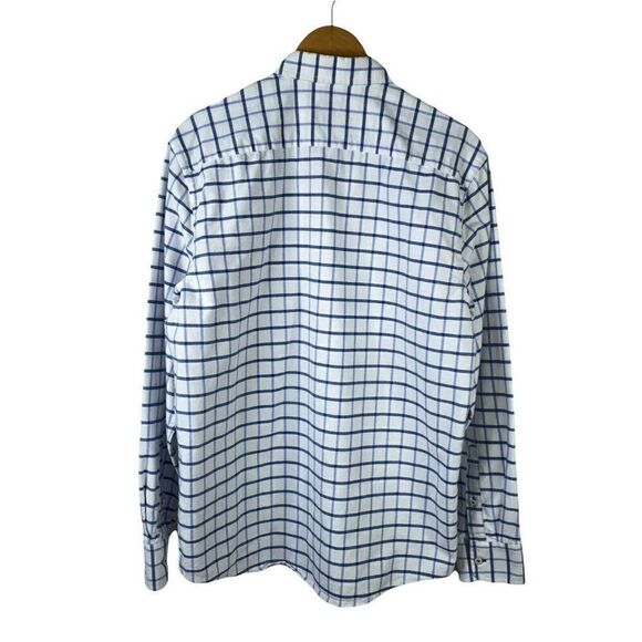 Untuckit Button Down Shirt Mens Extra Large Slim Fit White Blue Window Pane - Picture 7 of 9